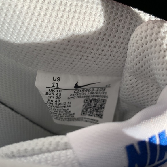 WORN ONLY ONCE in house white and blue Nike low top sneakers to right - Picture 5 of 5